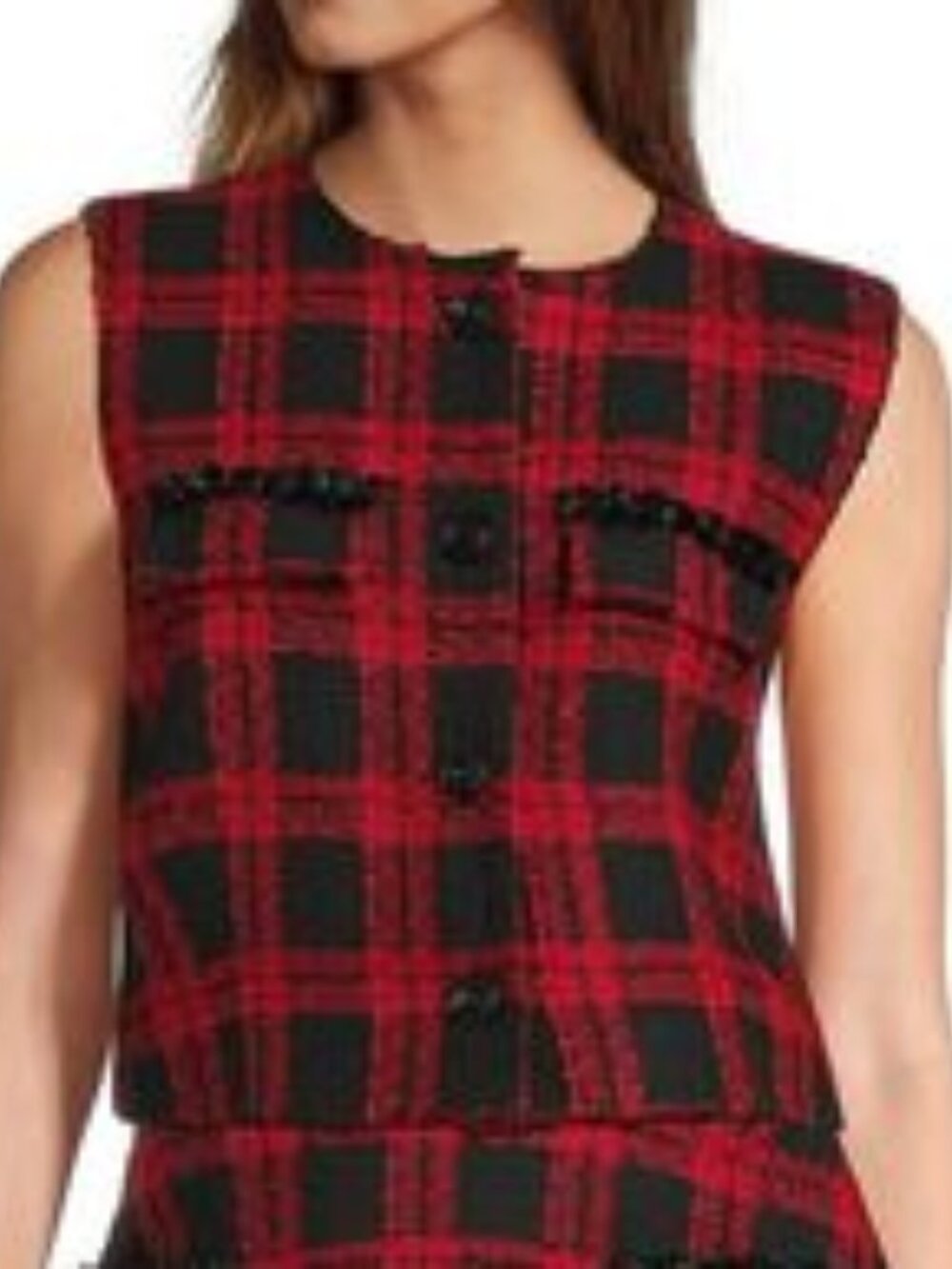 Antonio Melani Coordinating Selene Novelty Tweed Button Front Vest Sz 12